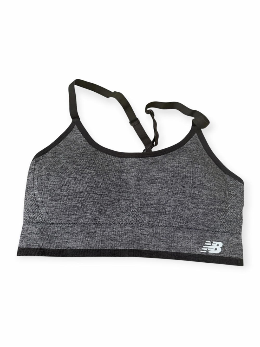 New Balance Seamless Sports Bra Size Large Gray Black Adjustable Straps NWOT